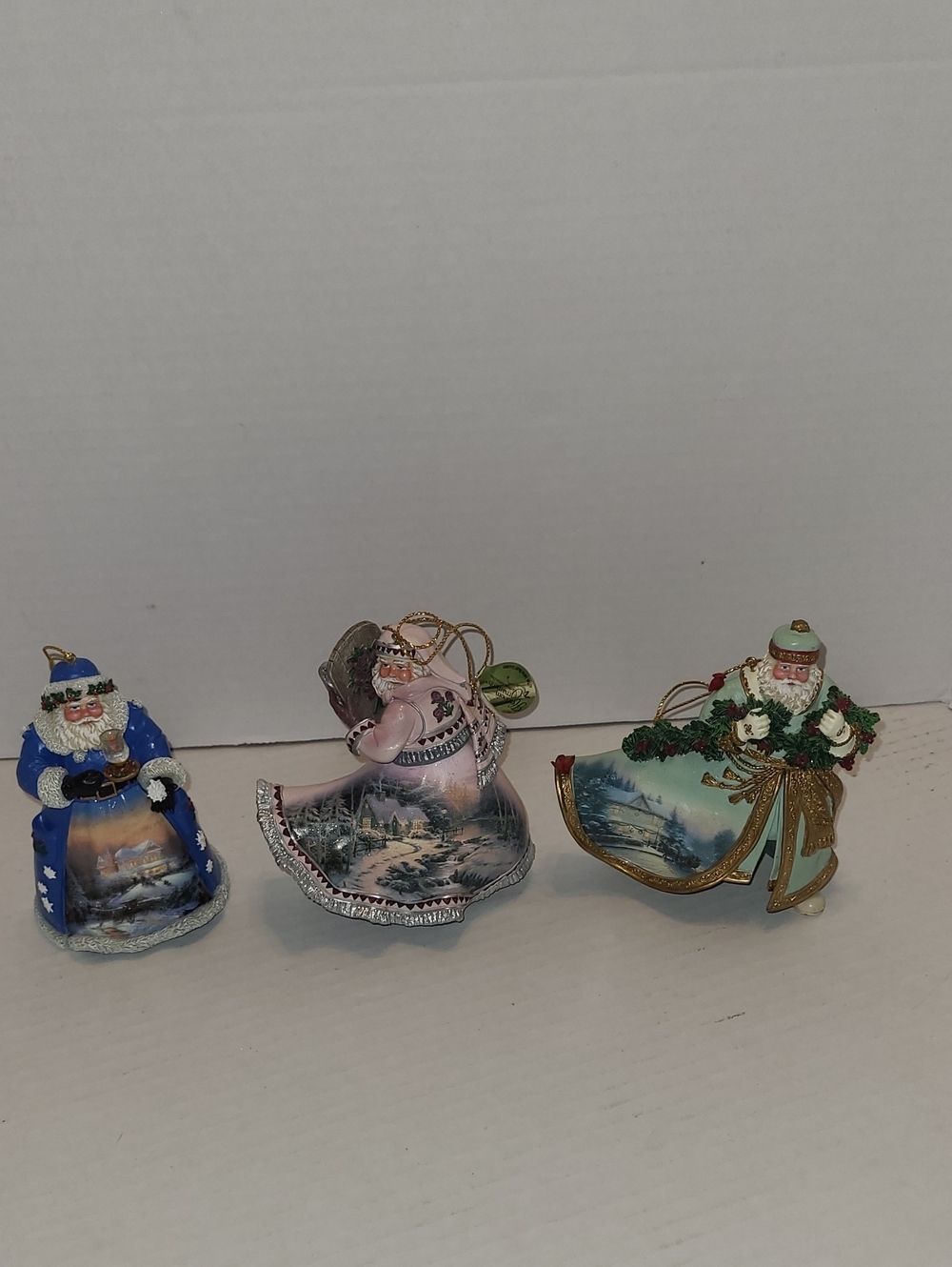 3 Thomas Kinkade Old World Santas Collection Ashton Drake Heirloom Ornament 2003